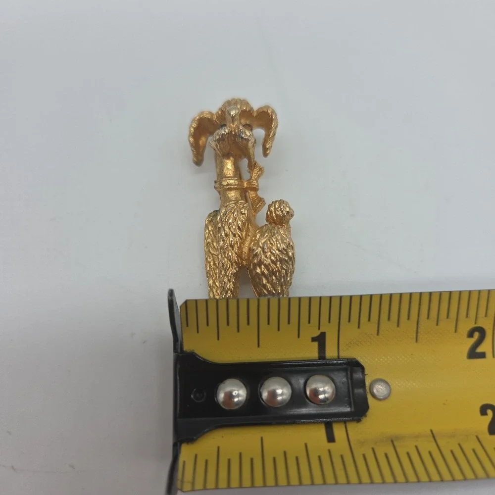 Vintage Poodle Dog Brooch Pin Gold Tone